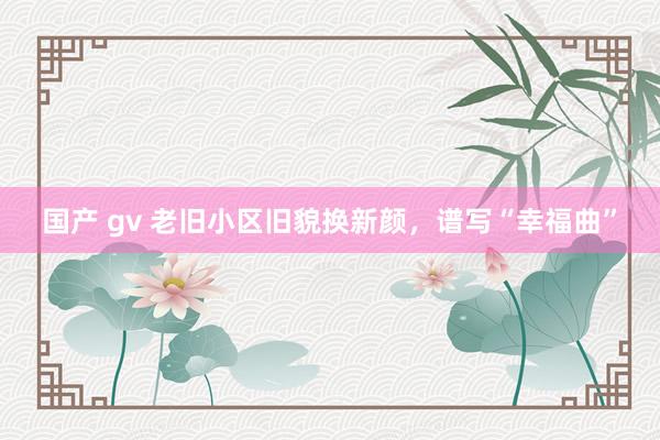 国产 gv 老旧小区旧貌换新颜，谱写“幸福曲”