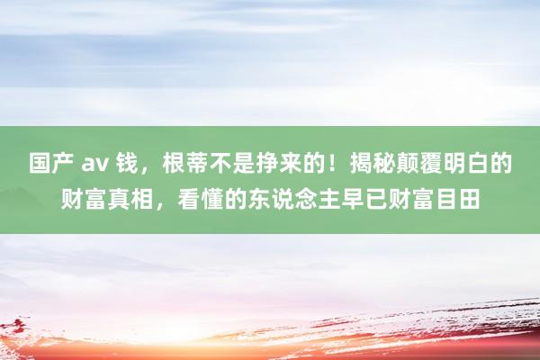 国产 av 钱，根蒂不是挣来的！揭秘颠覆明白的财富真相，看懂的东说念主早已财富目田